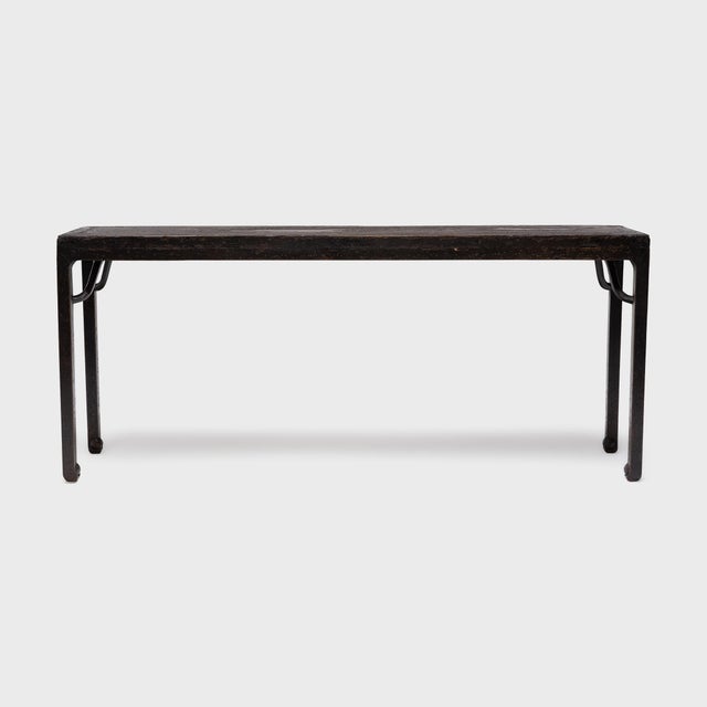 Traditional Chinese Crackled Lacquer Console Table With Ball Feet, C. 1800 For Sale - Image 3 of 7