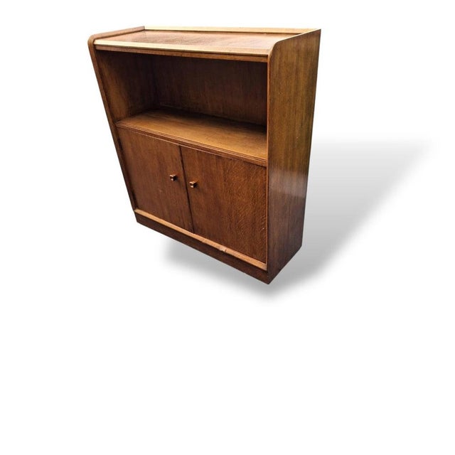 Wood Vintage Oak Cabinet or Bookcase with Cupboard Storage For Sale - Image 7 of 8