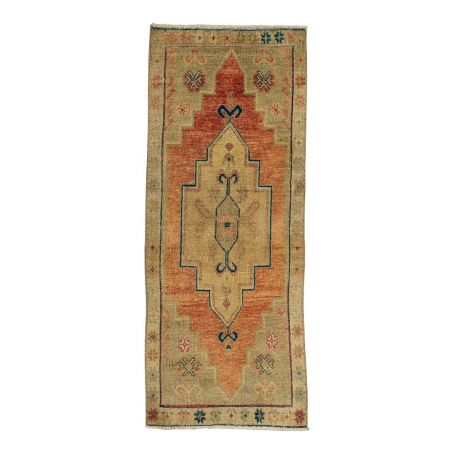 Turkish Mini Rug Oriental Hand Knotted Vintage Rug 1'6" x 3'7" #21147 For Sale