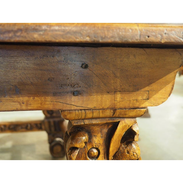 Large 19th C. Italian Renaissance Revival Carved Walnut Fratino Center Table For Sale - Image 11 of 18