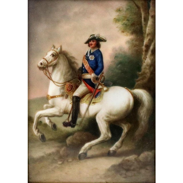 Porcelain layer Portrait of an equestrian monarch. It goes back to the iconography of the portrait of Peter the Great,...