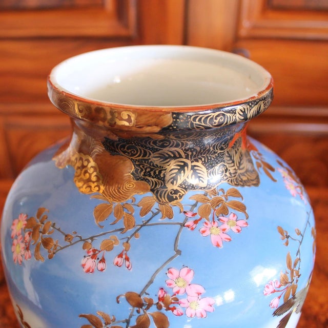 Japanese Kutani Turquoise Porcelain Bird Vase For Sale - Image 6 of 17