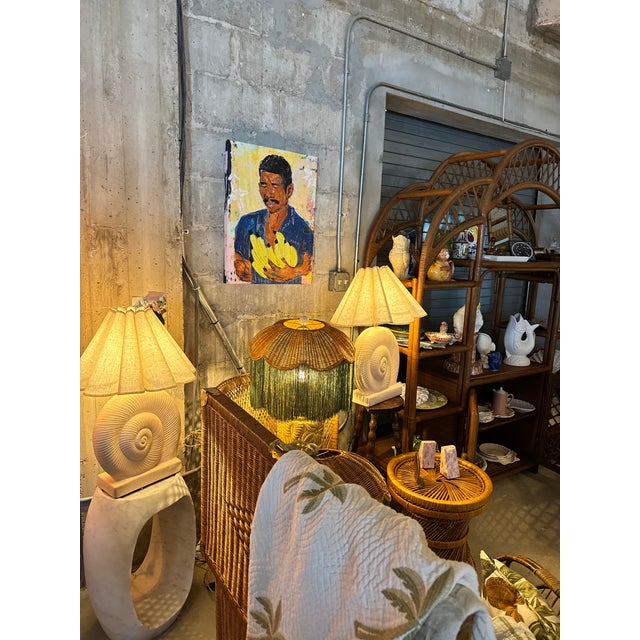Sculpture Materials Vintage Pink Plaster Sculptural Nautilus Shell Table Lamps, a Pair — Hollywood Regency, Rewired For Sale - Image 7 of 9
