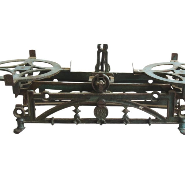 English Antique Metal Teal/Blue Balance Scale For Sale - Image 3 of 8