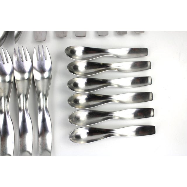 Silver Model 7000 Danube Cutlery by Janos Megyik for Amboss, 1970s, Set of 24 For Sale - Image 8 of 18