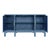 Matthew Izzo Home Effie Denim Blue Grasscloth Four Door Buffet With Glass Top and Brass Square Handles For Sale In New York - Image 6 of 8