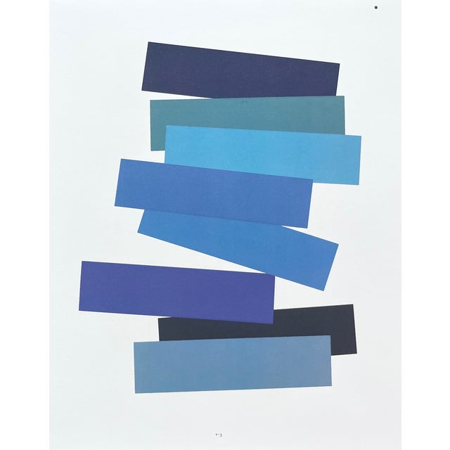 Artist: Josef Albers Country: Germany-USA Title: Plate V-3-blue Paper Size: 13.50 x 10.50 inches on Munken Print Cream...