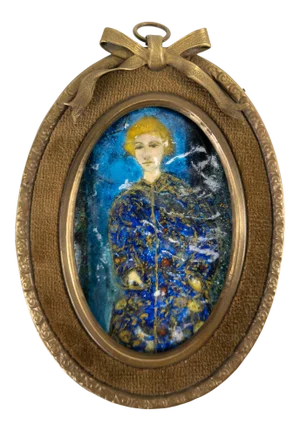 Early 20th Century Viennese Enamel Portrait Painting, Framed