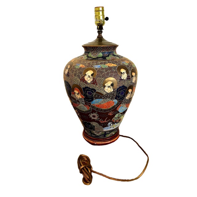 Japanese A Pair of Antique Satsuma Vase Lamps For Sale - Image 3 of 9