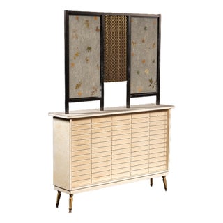 Mid-Century Decorative Japanese-Inspired Screen Cabinet For Sale