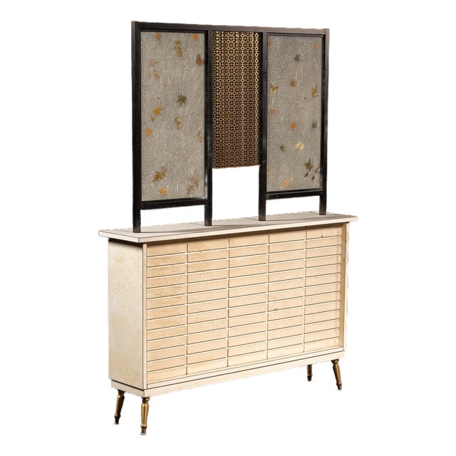 Mid-Century Decorative Japanese-Inspired Screen Cabinet For Sale