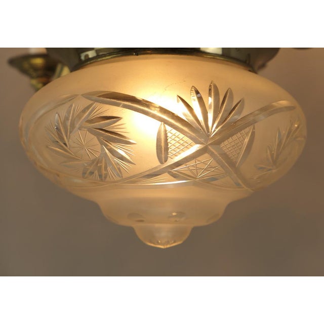 Metal Brass Chandelier with 6 Candles, Budapest, 1930s For Sale - Image 7 of 13