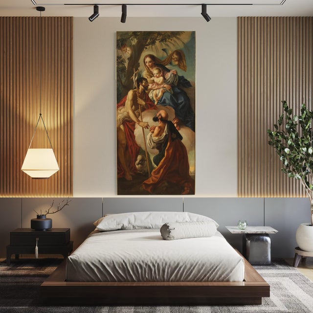 Italian Artist, Madonna and Child with St. John the Baptist and St. Roch, 1780, Oil on Canvas For Sale - Image 12 of 16