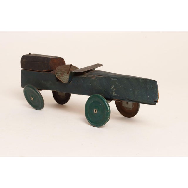 Folk Art Vintage Handcrafted Wooden and Metal Soap Box / Pinewood Racer For Sale - Image 3 of 16
