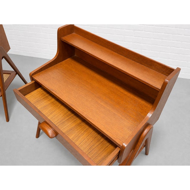 Pair of Mid Century Modern Handcrafted Caned Cabinets | Teak Bedside Tables For Sale - Image 10 of 12