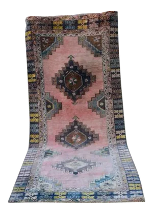 Vintage Tribal Muted Colors Oushak Runner 4'5'' X 10'10''