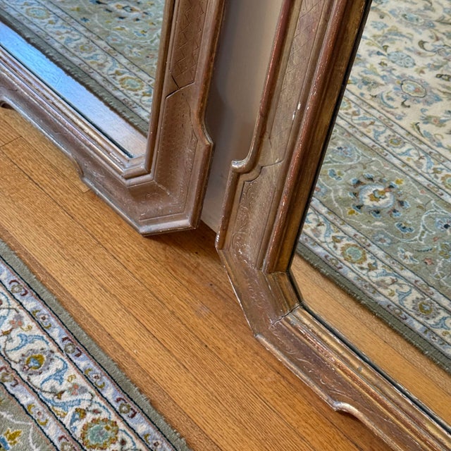 Gold Antique Napoleonic Neoclassical Wall Mirrors in Gilt Wood, a Pair For Sale - Image 8 of 9