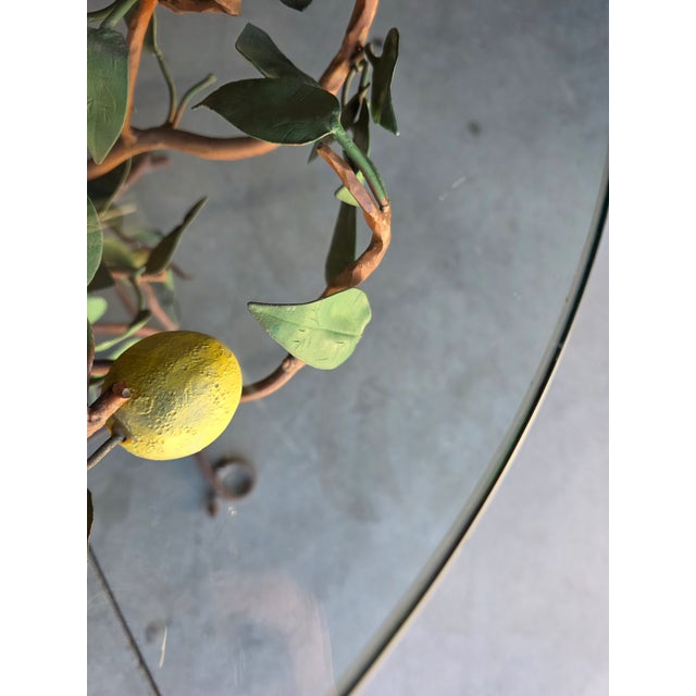 Vintage Mid Century Gueridon Glass Top Tole Lemon Citrus Table For Sale - Image 11 of 12