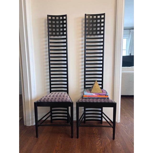 Black 1980s Attributed Hill House Chair by Charles Rennie Mackintosh, Set of Two For Sale - Image 8 of 8