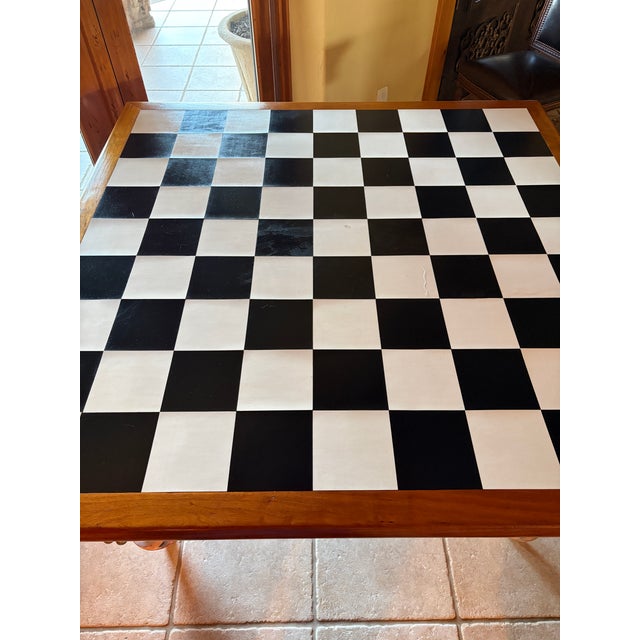 Mackenzie-Childs 5' X 5' Train Dining Table With Checkerboard Top & Hand Painted Legs For Sale - Image 9 of 11