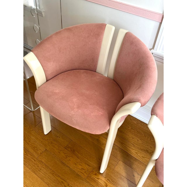 1980 PostModern Lacquer Pink Velvet Club Chairs - a Pair For Sale In New York - Image 6 of 13