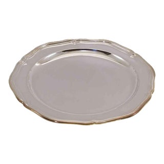 1970’s Vintage Mappin & Webb Round Platter With Chippendale Applied Border For Sale