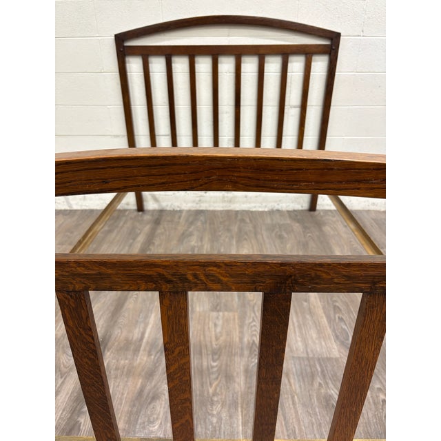 Antique Full Size Northwestern MFG Co Arts & Crafts Mission Tiger Oak Bed For Sale - Image 16 of 18