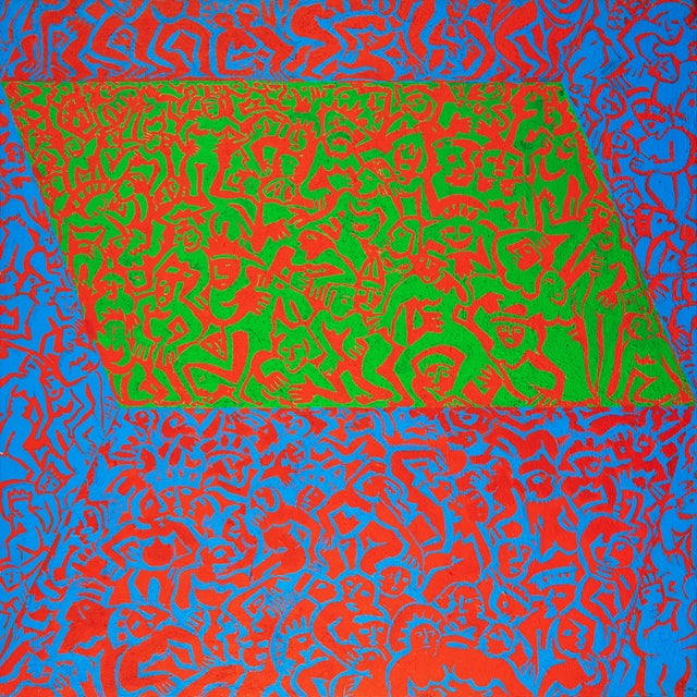 'Abstract Polyptych, 1984', Neo-Expressionist German School, Extra Large, Oversized, 79" X 79" For Sale - Image 4 of 18