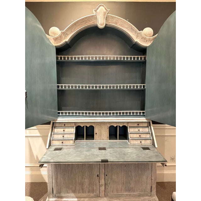 Antique Style Jonathan Charles William Yeoward Cabinet. French style secretary desk with dramatic arched bonned top,...