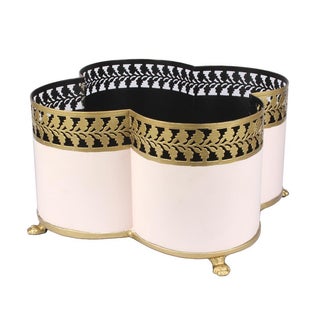 Blush Pink & Gold Leaf Quatrefoil Planter For Sale