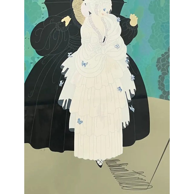 Erte - Romain De Tirtoff Erte 1985 Debutante Silk Screen Serigraph Limited Edition of 300 Signed & Framed 1985 For Sale - Image 4 of 15