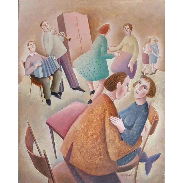 Un Valzer Lento - Original Oil on Wooden Panel by C. Benghi - 2000s 2000s For Sale - Image 3 of 3