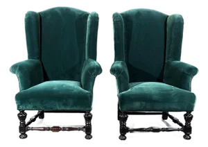 19th Century Georgian Style Wingback Chairs Set of 2