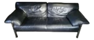 Pause Sofa in Black Leather by Pierluigi Cerri for Poltrona Frau, Italy, 1990s