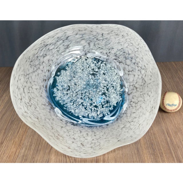 Mid-Century Modern Viz Glass Aqua Frost Large Hard Candy Wall Art Platter, 7328bir 20.5" Blue For Sale - Image 3 of 13