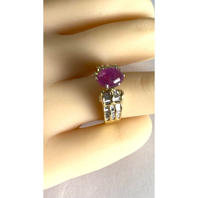 Gia Certified No-Heat Burma Ruby and Diamond 14 Karat Yellow Ring Size 8.25 For Sale - Image 4 of 8