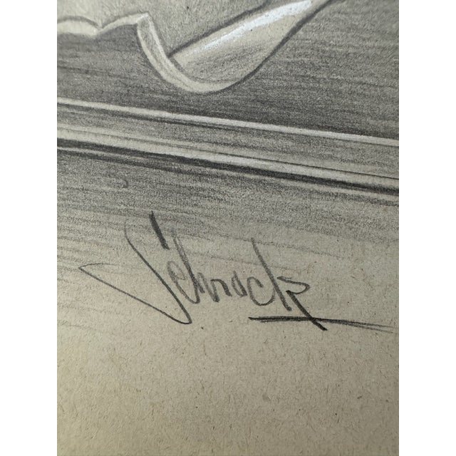 1940s 1940s Original Signed Graphite Illustration of Praying Girl at Bedside, 13 × 10 In. For Sale - Image 5 of 6