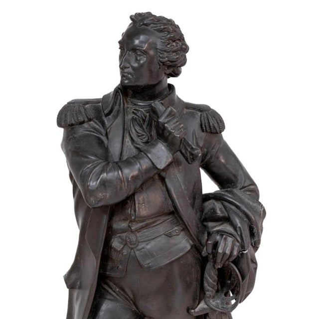 French Spelter Statue of a General, late 19th century, possibly depicting the Marquis de Lafayette, 30" H x 12" W x 7" D.