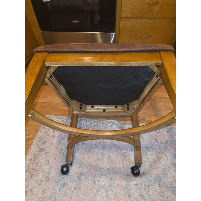 Pair of Vintage Regency Style Upholstered Wood Armchairs on Casters For Sale - Image 10 of 11