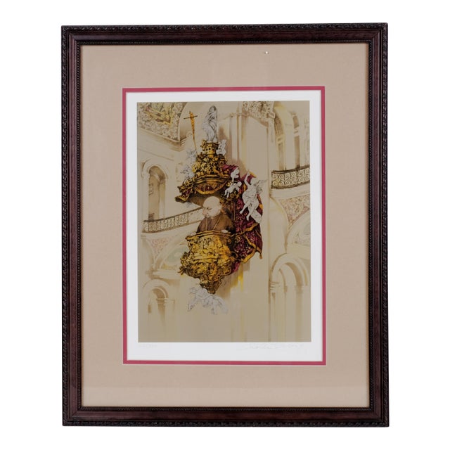 1970s Charles Bragg "The Observer" Hand Signed and Numbered Limited Edition 62/300 Framed and Matted Lithograph For Sale