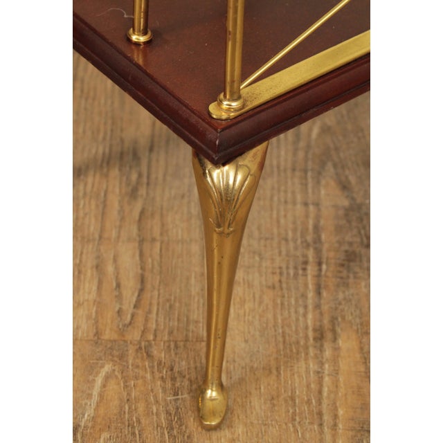 Decorative Crafts Inc. Regency Style Brass and Cherry Magazine Racks - A Pair For Sale - Image 9 of 13