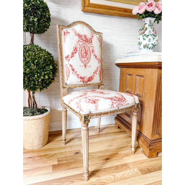 Pair of Louis XVI Style Toile De Jouy Side Chairs by Fournier Paris For Sale - Image 18 of 18