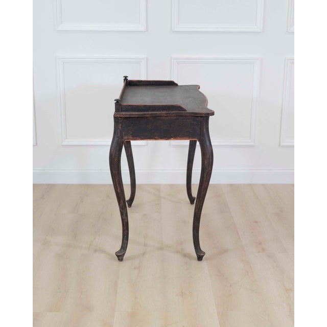 Rococo Swedish 20th Century Black Rococo-Style Writing Desk For Sale - Image 3 of 8