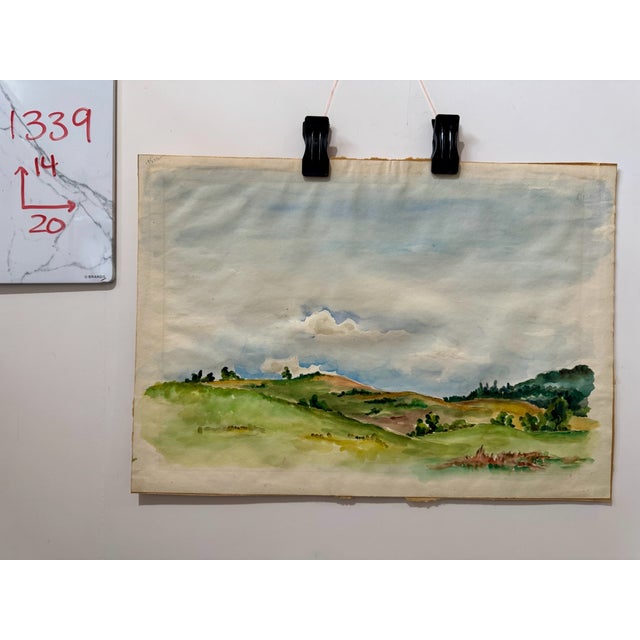 Henry Emil Salloch Original Watercolor on Paper Pastoral Green Hills, 1942. For Sale In Atlanta - Image 6 of 6