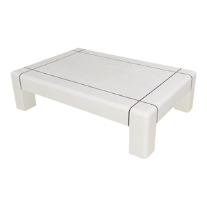 Karl Springer “Heavy Parsons” Lizard Skin Coffee Table W/Gunmetal Inlay, 1986