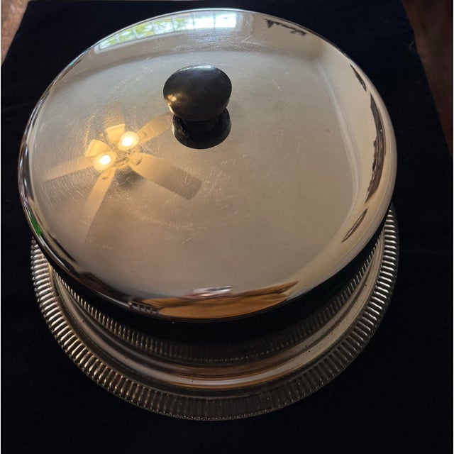 Jeanette Glass Anniversary Cake Plate With Stainless Steel Cover For Sale - Image 6 of 12