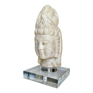 Asian Marble Quan Yin Buddha Bust or Head For Sale