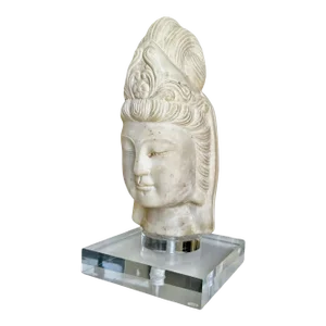 Asian Marble Quan Yin Buddha Bust or Head