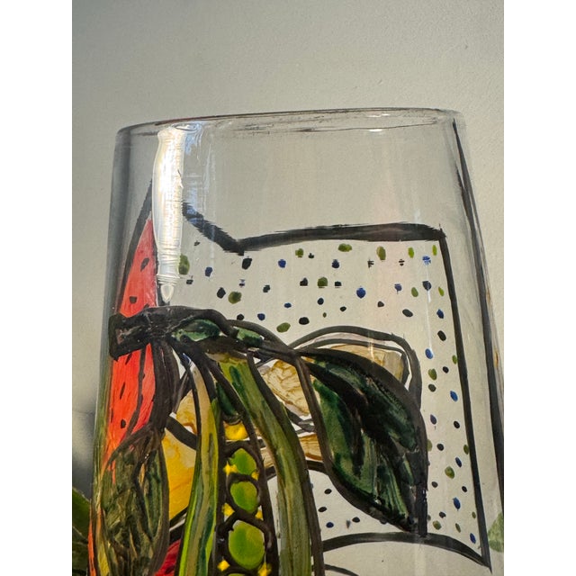 Transparent 1987 Signed Italo Scanga Neo-Expressionist Hand-Painted Blown Glass Pilchuck Vase For Sale - Image 8 of 11
