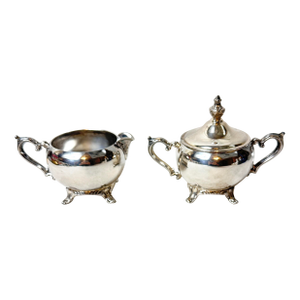 Vintage International Silver Silverplate Sugar and Creamer Set-a Pair